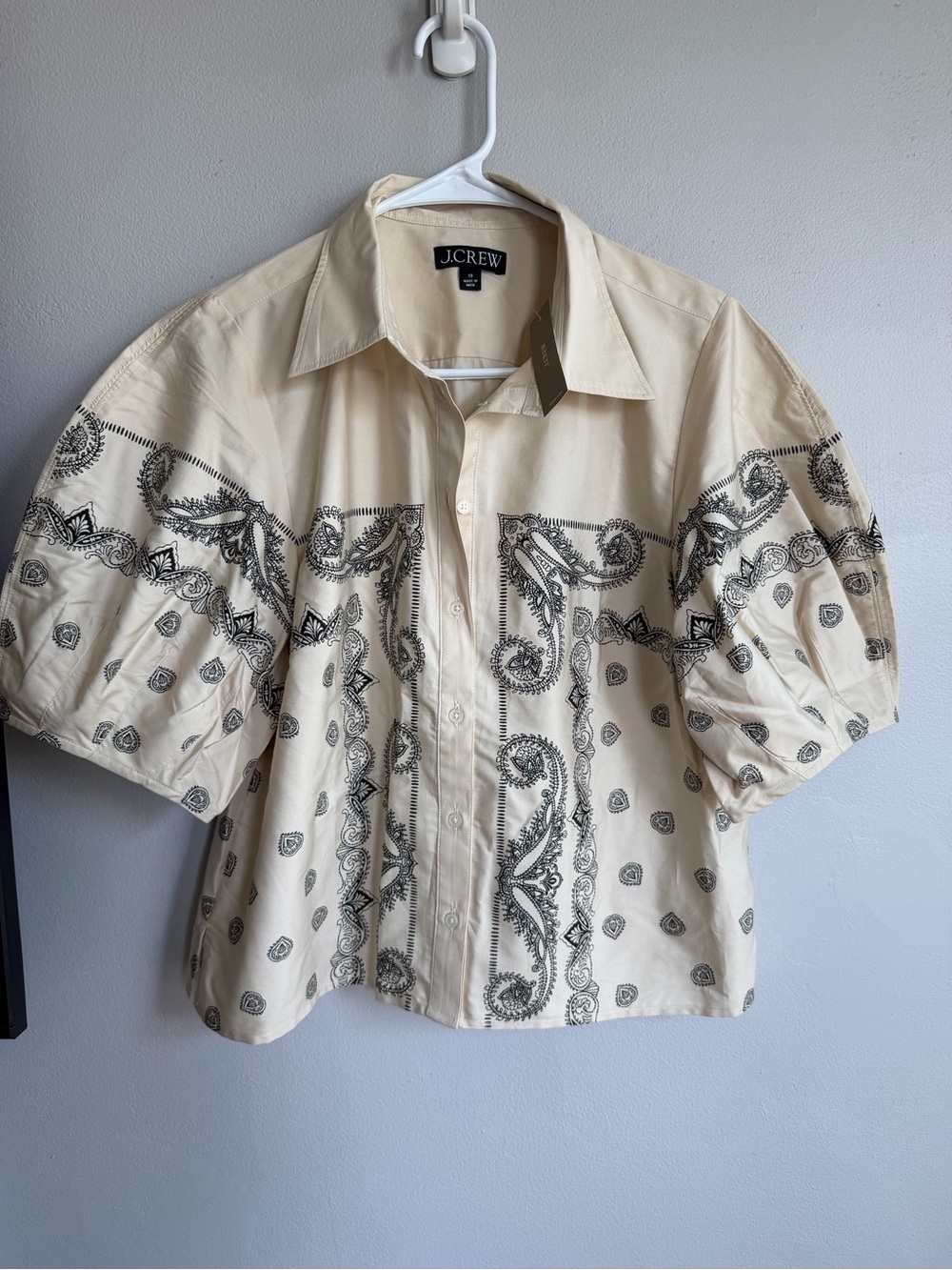 NWT J. Crew Bell sleeve button-up shirt in bandana print Cotton 10 - Picture 7 of 10